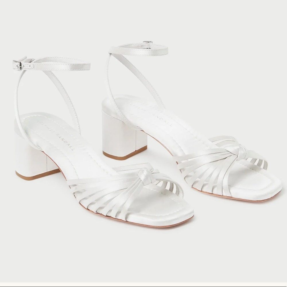 Loeffler Randall Olivia Cream Knot Mid−Heel Sandal